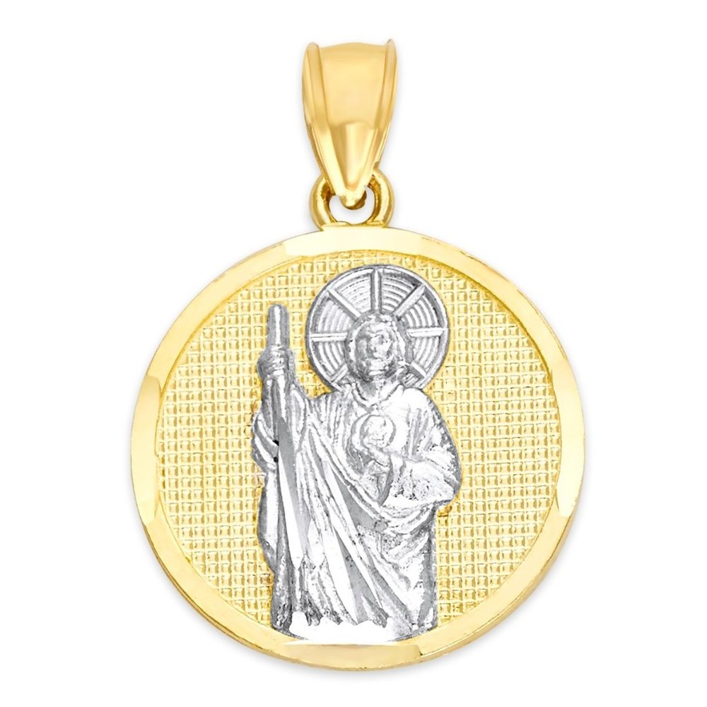 10k Solid Gold St Jude Pendant- Saint Jude Jewelry